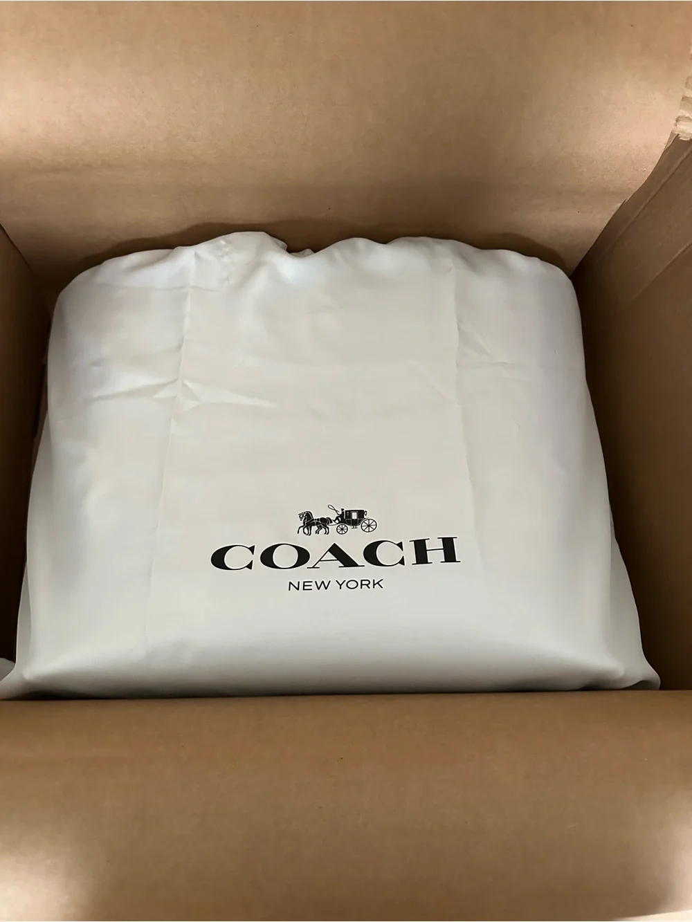 Coach Navy Leather Tote with Yellow Hangtag
